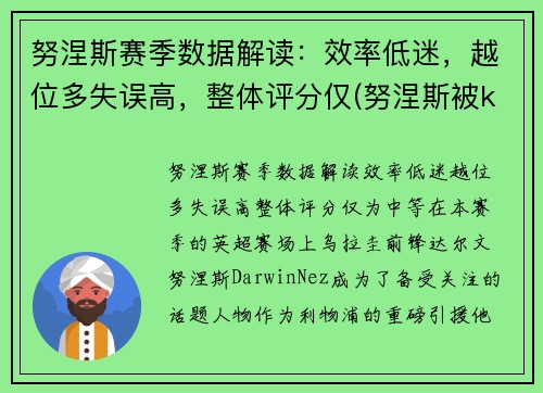 努涅斯赛季数据解读：效率低迷，越位多失误高，整体评分仅(努涅斯被ko)